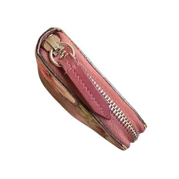 Authentic GUCCI GG Supreme Floral Blooms Pink & Tan Large Zippy Wallet with Box - Picture 4 of 12
